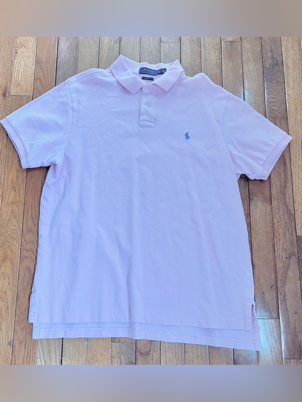 Polo Ralph Lauren Polo Shirt Mens XL Pink Blue Pony Custom Fit Preppy Blue Logo